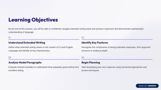 Mastering Extended Writing for A Level English Language Success | PDF