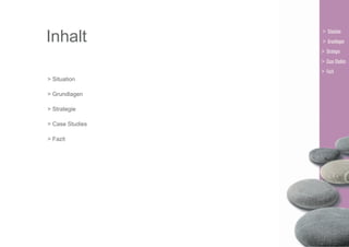 Inhalt
> Situation
> Grundlagen
> Strategie
> Case Studies
> Fazit

 