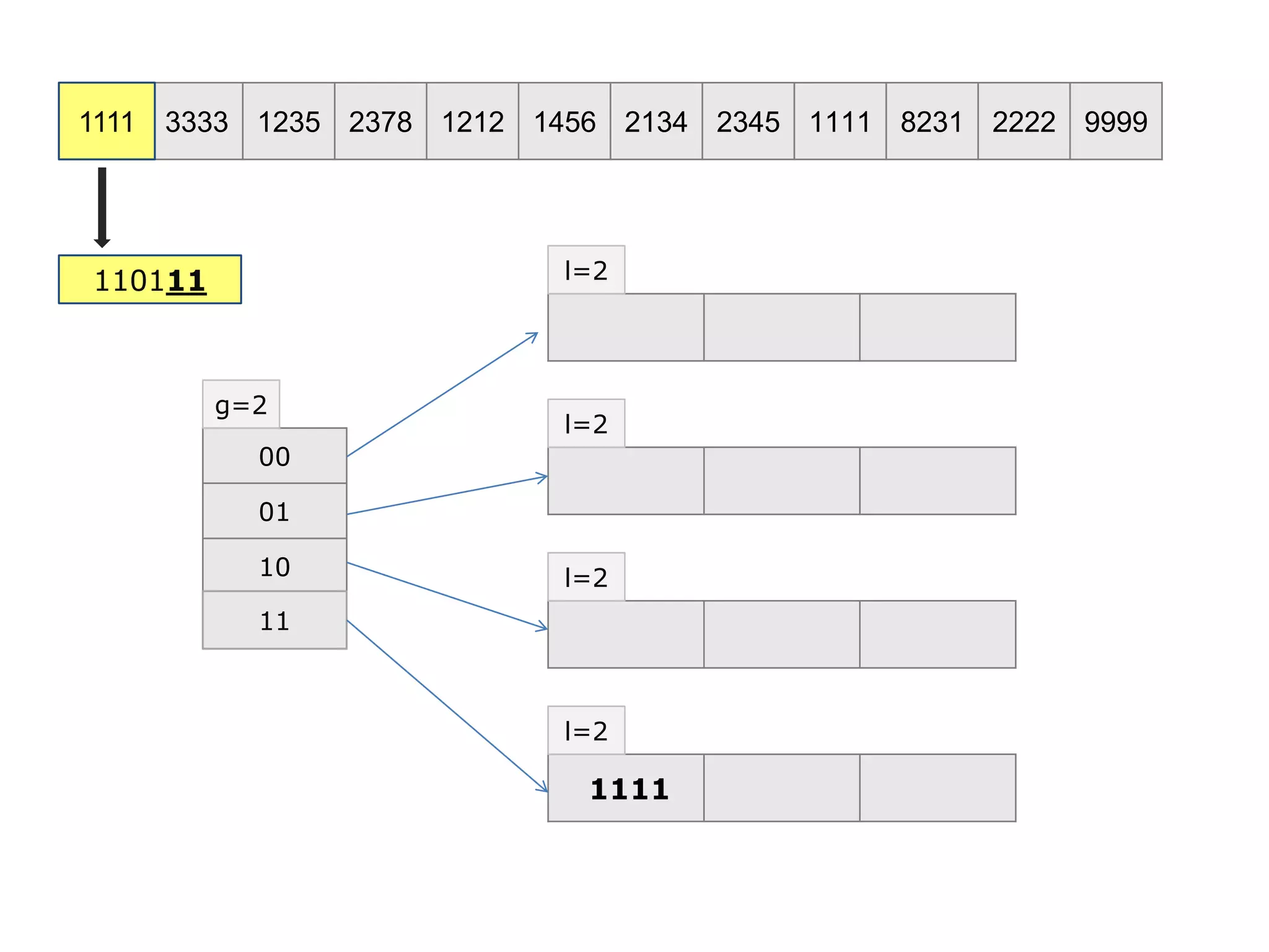 1111 3333 1235 2378 1212 1456 2134 2345 1111 8231 2222 9999
00
01
10
11
g=2
l=2
l=2
l=2
l=2
1111
110111
11
1111
 