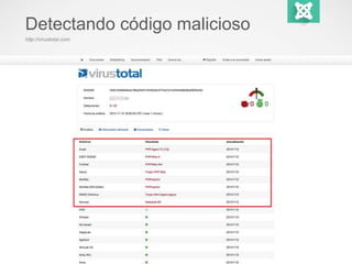 Detectando código malicioso 
http://virustotal.com 
 