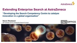 Extending Enterprise Search at AstraZeneca
Steven Woodward
20th October 2015 | Enterprise Search Europe 20th October 2015
“Developing the Search Competency Centre to catalyse
innovation in a global organisation”
 