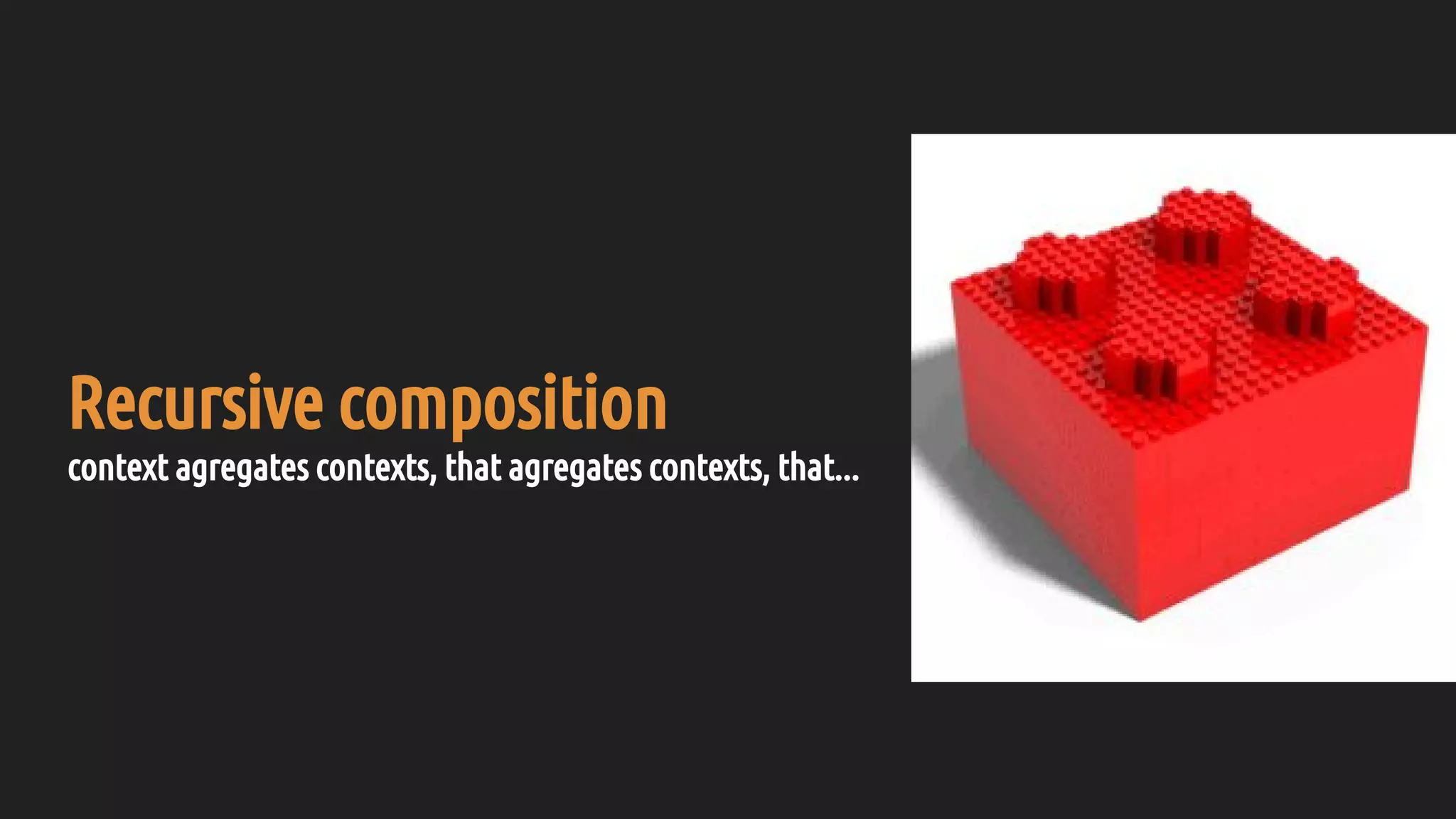 Recursive composition
context agregates contexts, that agregates contexts, that...
 