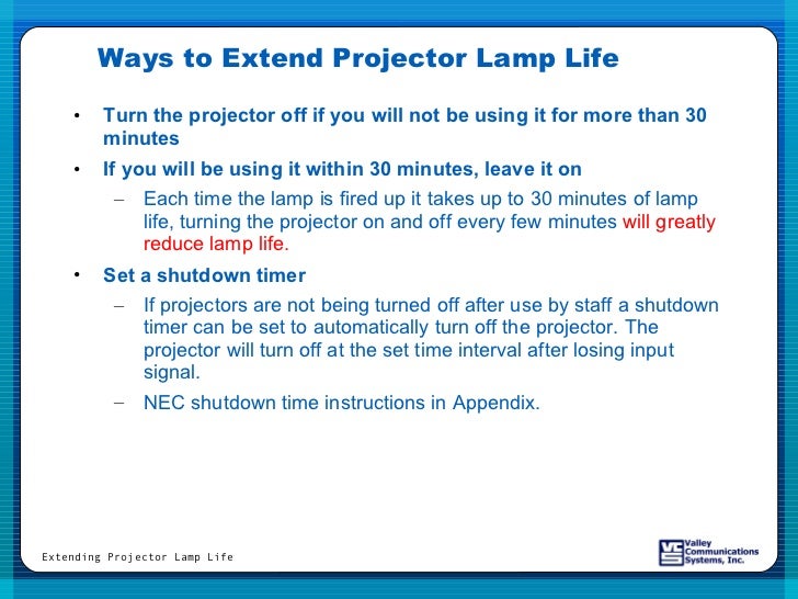 Extending Lamp Life in your Data Projector