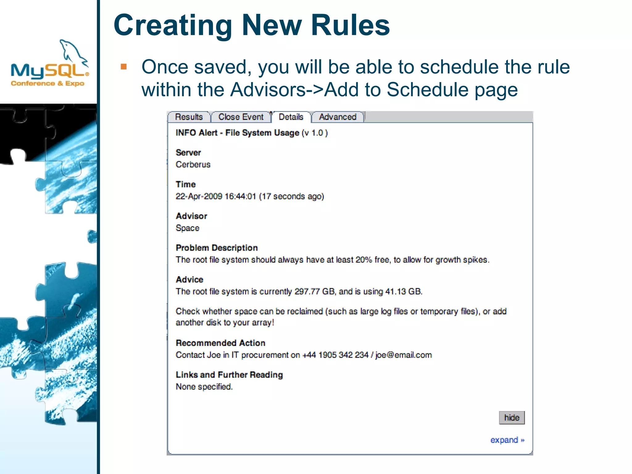Extending MySQL Enterprise Monitor
