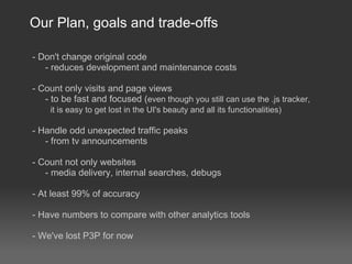 Our Plan, goals and trade-offs   - Don't change original code        - reduces development and maintenance costs   - Count...