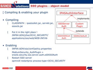 SSO plugins – object model <ul><ul><li>[ Compiling & enabling your plugin </li></ul></ul><ul><ul><li>Compiling </li></ul><...