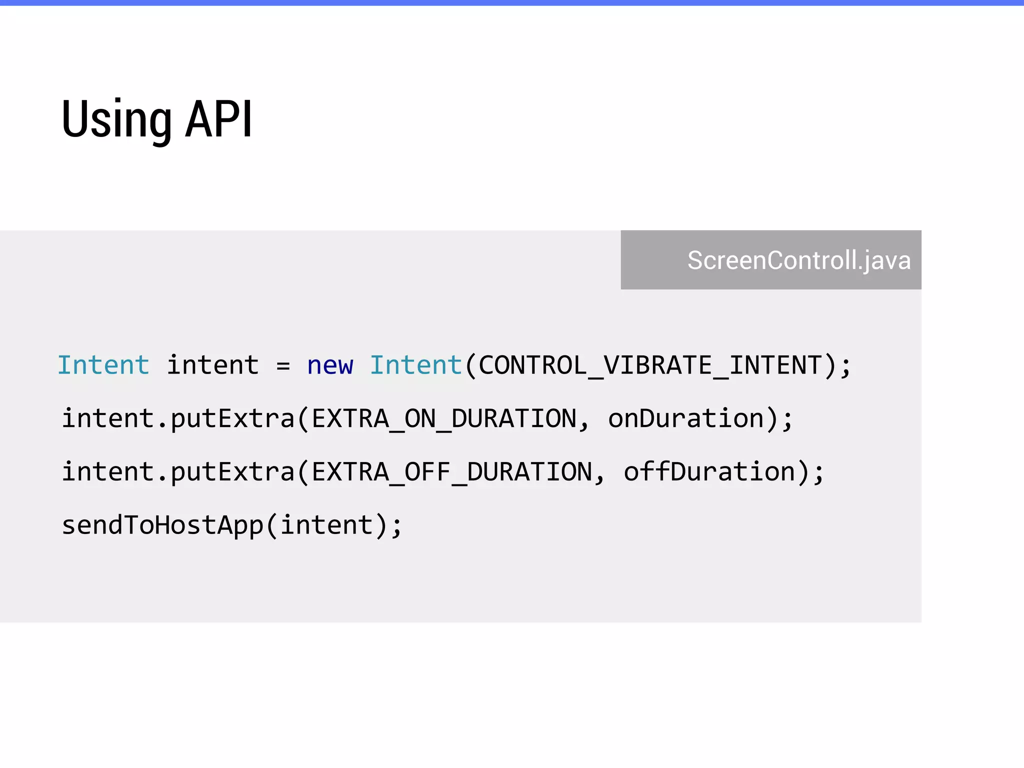 Using API
ScreenControll.java