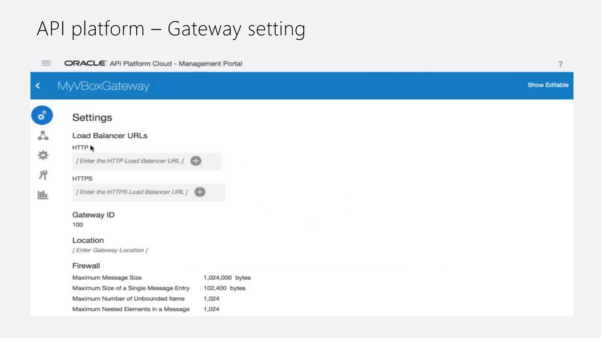 API platform – Gateway setting
 