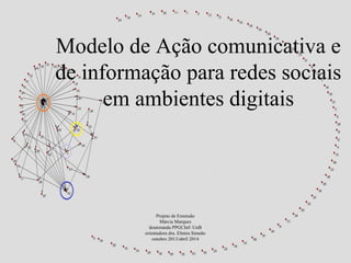 Modelo de Ação comunicativa e 
de informação para redes sociais 
em ambientes digitais 
Projeto de Extensão 
Márcia Marques 
doutoranda PPGCInf- UnB 
orientadora dra. Elmira Simeão 
outubro 2013/abril 2014 
 