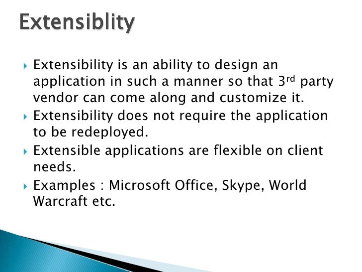 Extensibility in application