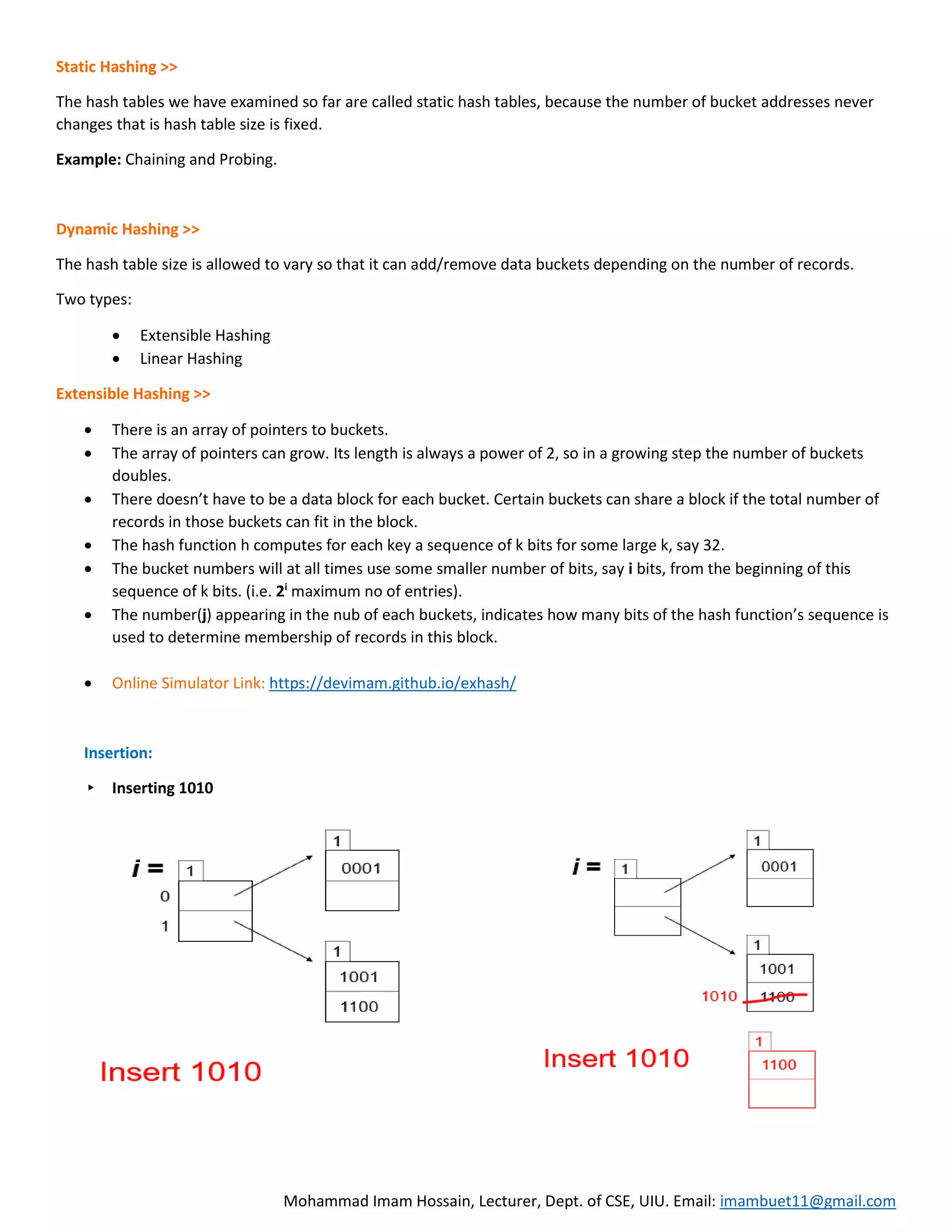 DBMS 9 | Extendible Hashing | PDF