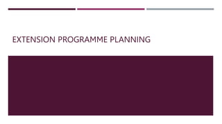 EXTENSION PROGRAMME PLANNING
 