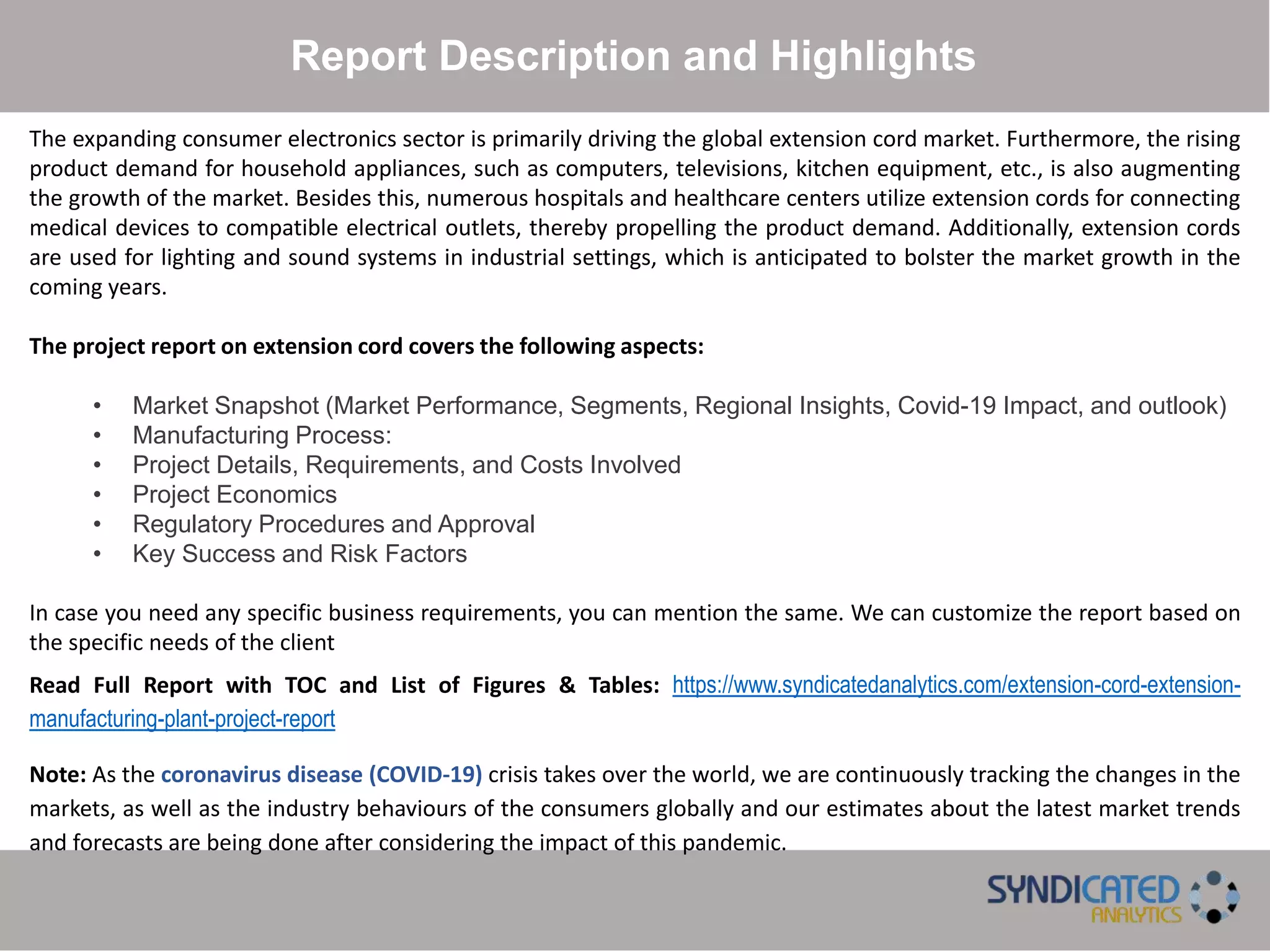 Extension Cord Manufacturing Plant Project Report 2021-2026 PPT ...