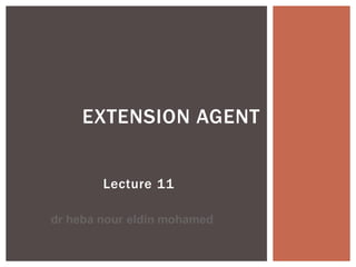 Lecture 11
EXTENSION AGENT
 