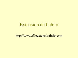 Extension de fichier
http://www.fileextensioninfo.com
 