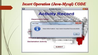 Insert Operation (Java-Mysql) CODE
 