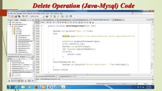 Delete Operation (Java-Mysql) Code
 