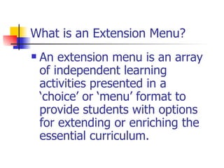 Extension menus | PPT