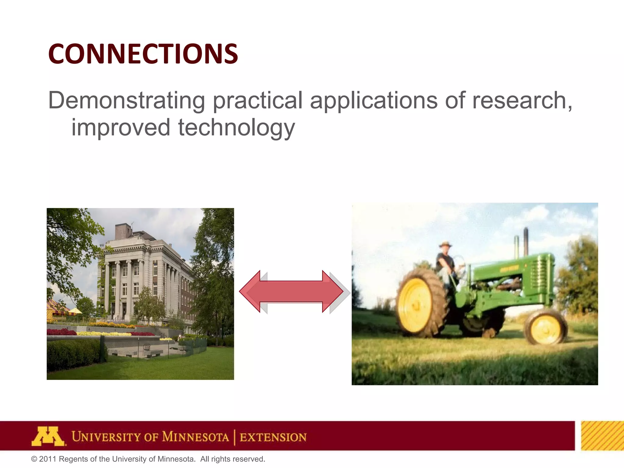 Demonstrating practical applications of research, improved technology CONNECTIONS 