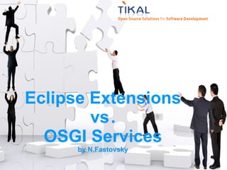 Eclipse Extensions
        vs.
  OSGI Services
      by N.Fastovsky
 