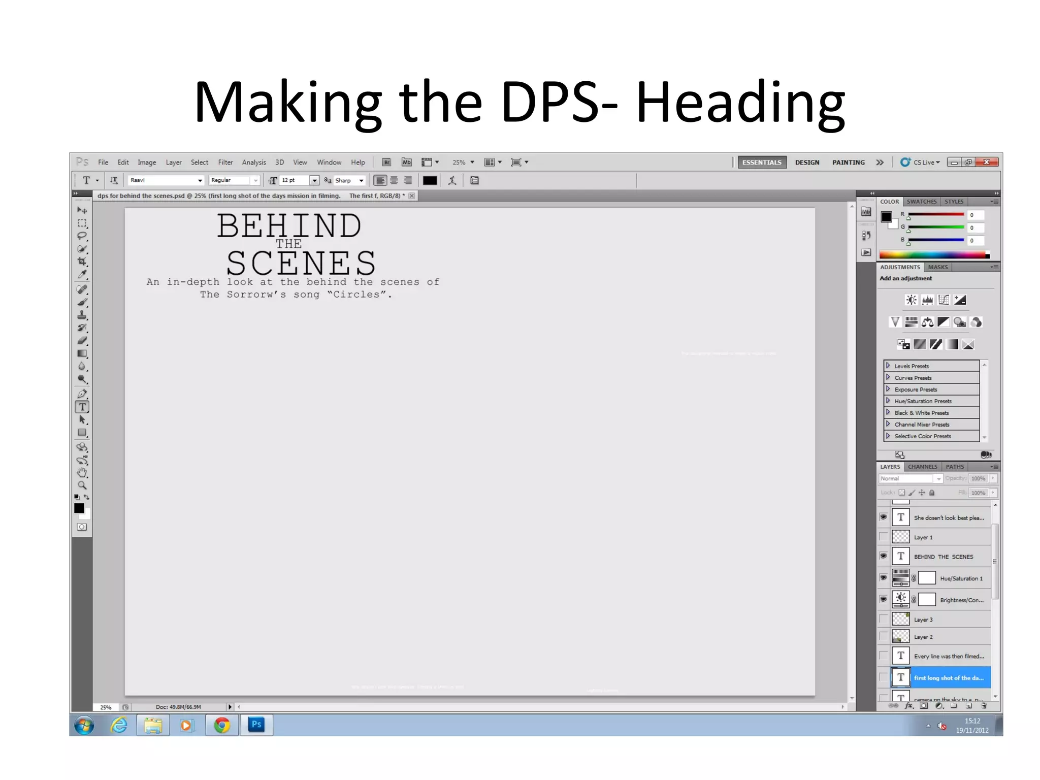 Making the DPS- Heading
 