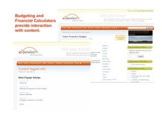 Budgeting and Financial Calculators provide interaction with content.  