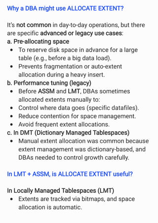 Extent allocation and space management in Oracle