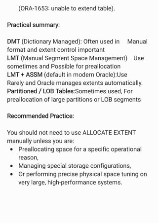Extent allocation and space management in Oracle