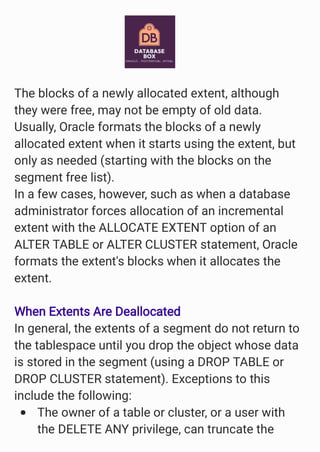 Extent allocation and space management in Oracle