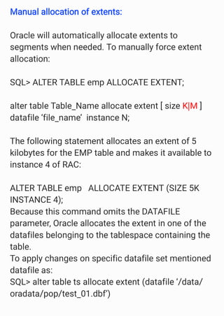 Extent allocation and space management in Oracle