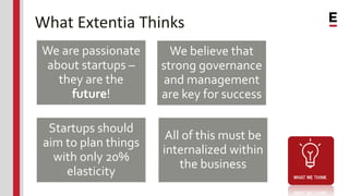 What Extentia Thinks
We are passionate
about startups –
they are the
future!
We believe that
strong governance
and managem...