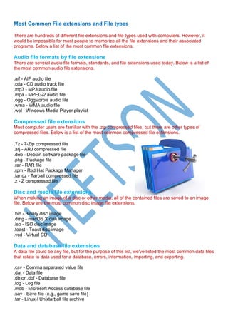 Important File Extension of Computer Notes | PDF | Programming ...