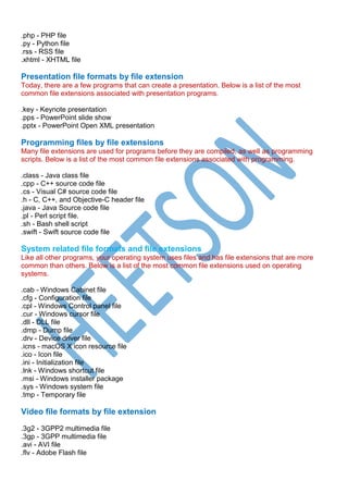 Important File Extension of Computer Notes | PDF | Programming ...
