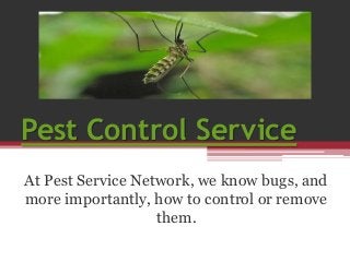 Pest Control Service
At Pest Service Network, we know bugs, and
more importantly, how to control or remove
them.
 