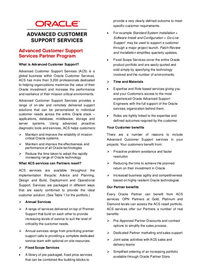Advanced Customer Support Services Partner Program