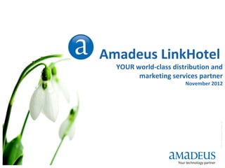 Amadeus LinkHotel
      YOUR world-class distribution and
            marketing services partner
                           November 2012




                                       © 2010 Amadeus IT Group SA
1
 