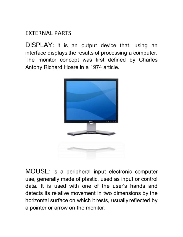 External and internal computer parts PDF