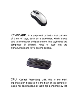 External and internal computer parts