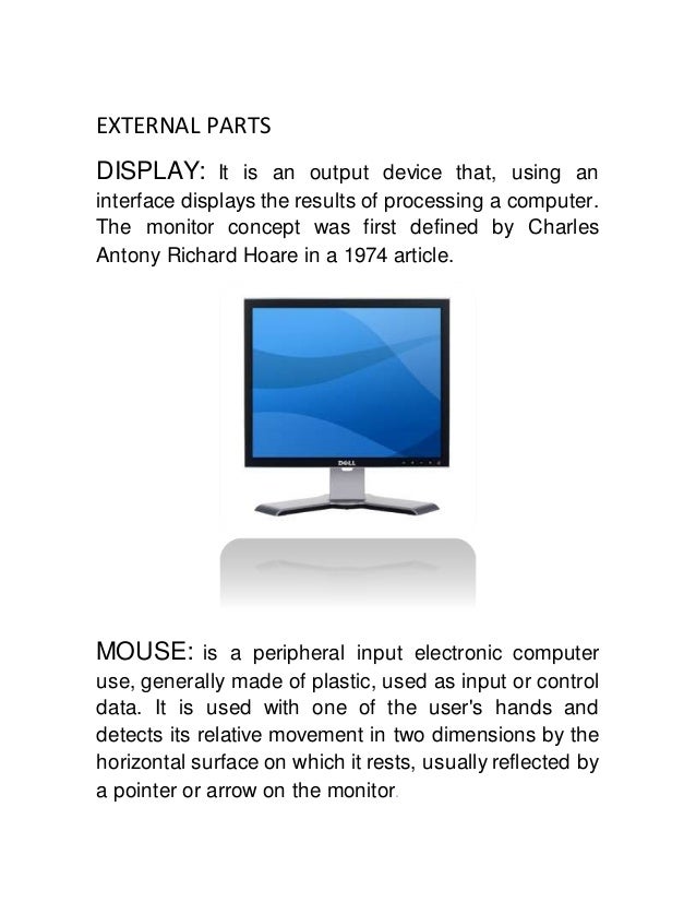 External and internal computer parts