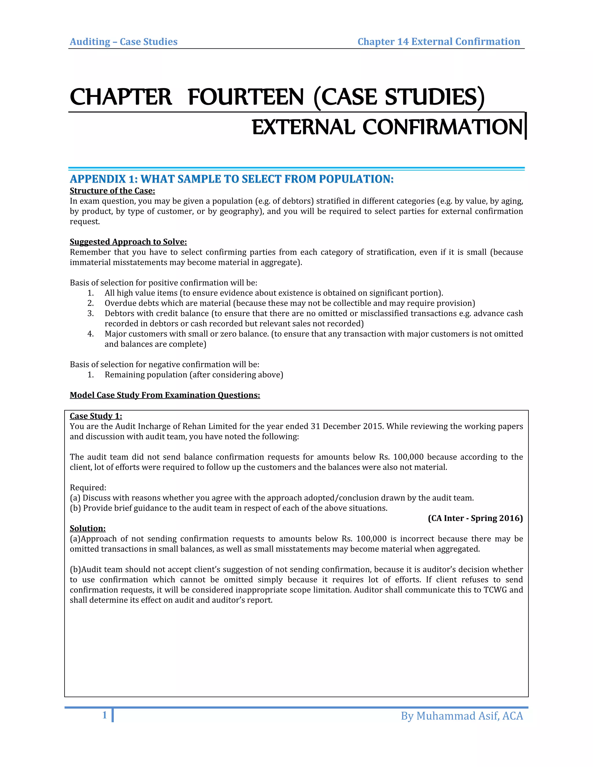 External Confirmation ( Including Case Studies ) | PDF
