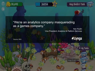 “We’re an analytics company masquerading
           as a games company.”
                                                                  Ken Rudin
                               Vice President, Analytics & Platform Services



           Source: WSJ




    16
Mobile Marketing Association
 