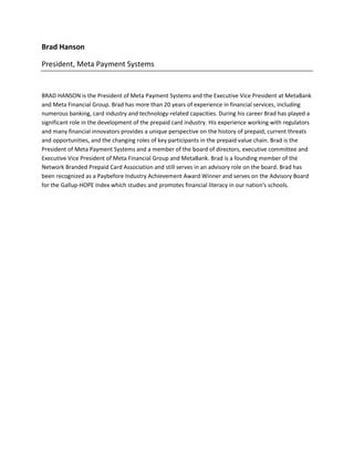 Brad Hanson - Biography | PDF