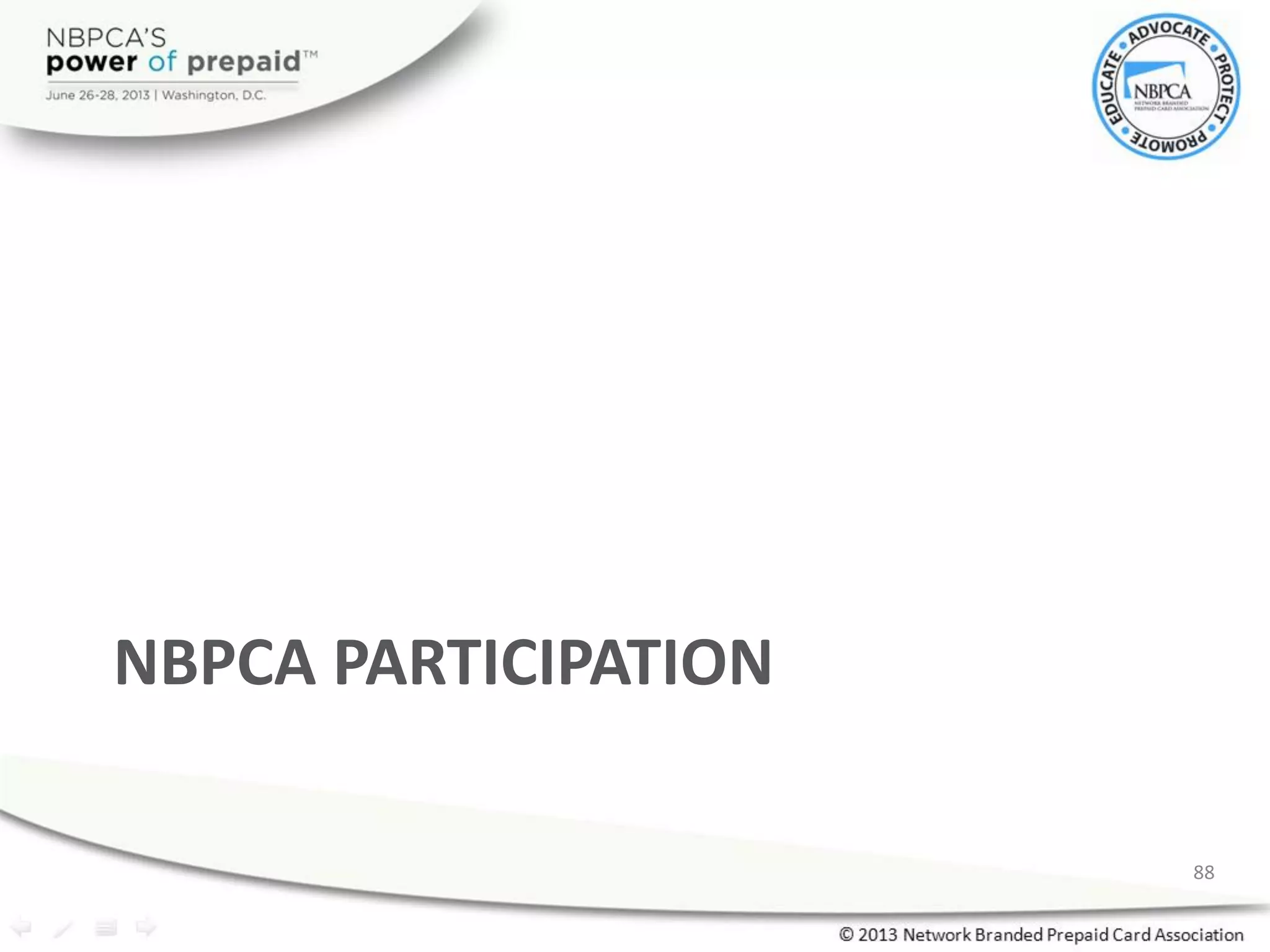 NBPCA PARTICIPATION
88
 