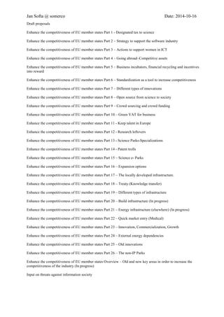 Jan Softa @ somerco Date: 2014-10-16 
Grade system 
Lower standard 
Lower standard 
Medium standard 
Medium standard 
Prime standard 
Clean tech 
Future tech 
In order to implement upgrades and new technology into the company's infrastructure and energy production facilities in EU it is beneficial with a grade system. For a company, these represent a different starting points when it concern how clean and efficient they can produce energy for that energy resource. By having these infrastructures and production facilities graded it becomes more transparent how big step there are forward before these reach the goal set by EU and its member states. For each technology that is implemented in company's infrastructure and in their energy production these can contribute to a higher grade. 
In this scenario, an energy producer has achieved a medium grade with three stars. These decide to during a four year period implement technology in their infrastructure and production facilities in order to produce energy that enables them to produce energy that qualifies them to be graded in the prime standard and clean tech category. Thereby, they have reached their goals year five and have a grade of five and six stars for their company. In the R & D projects they have focused on technology in categories for prime standard and future technology. Besides, this they are informing their customers about consumptions patterns that help them become energy efficient. 
Transition path 
Goal  