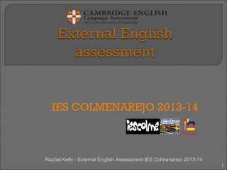 IES COLMENAREJO 2013-14

Rachel Kelly - External English Assessment IES Colmenarejo 2013-14
1

 
