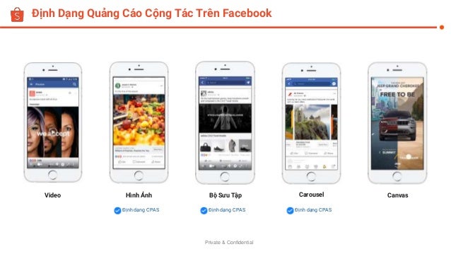 Private & Confidential
Định Dạng Quảng Cáo Cộng Tác Trên Facebook
Video Hình Ảnh Bộ Sưu Tập Carousel Canvas
Định dạng CPAS Định dạng CPAS Định dạng CPAS
 