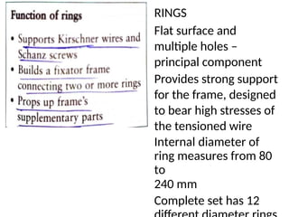 RINGS
Flat surface and
multiple holes –
principal component
Provides strong support
for the frame, designed
to bear high stresses of
the tensioned wire
Internal diameter of
ring measures from 80
to
240 mm
Complete set has 12
 