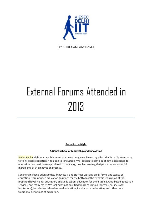 External Forums Attended by AIESEC in Delhi IIT