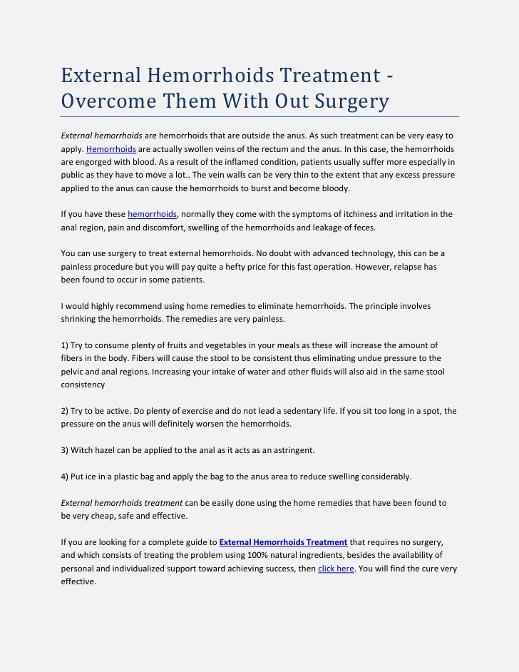 External hemorrhoids treatment