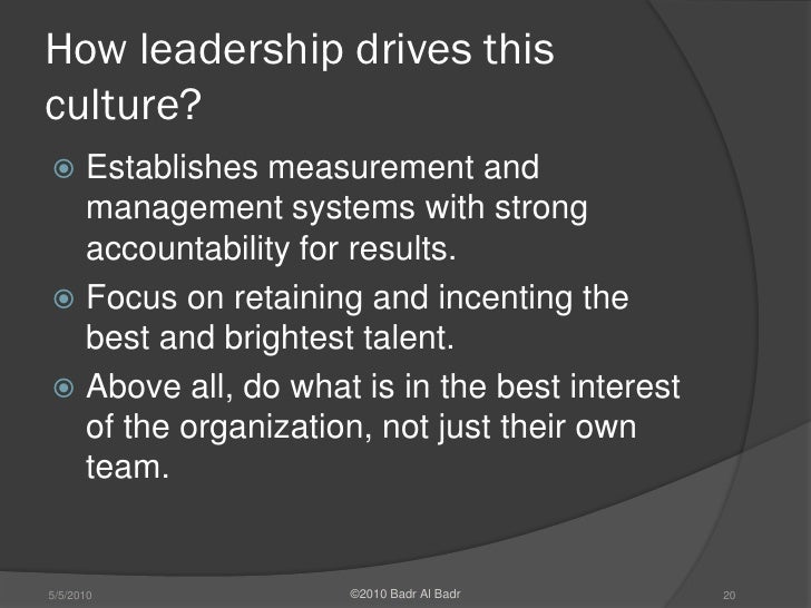 Driving a High Performance Culture